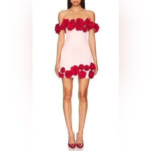 Atoir Pink Mini Dress with Red Floral Accents
